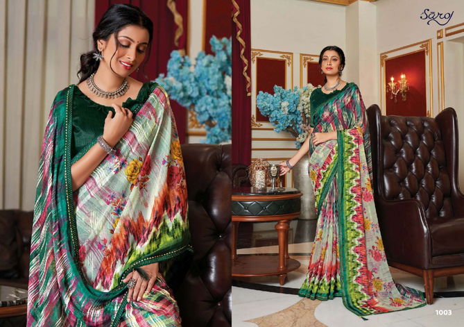 Saroj Dolly Soft Printed Ethnic Wear Satin Latest Designer Saree Collection